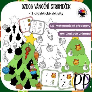 Ozdob vánoční stromeček – zrakové vnímání, počítání do 5