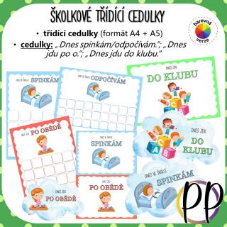 Školkové třídící cedulky – odchodové cedulky