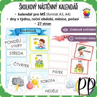 Školkový nástěnný kalendář – kalendář (A3, A4) Zpracování PDF aktivity: 1. varianta