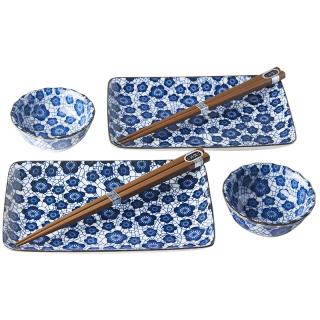 Sushi Set Black Blue Plum 4 ks s hůlkami