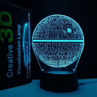 3D akrylová stolní lampička  DEATH STAR  - STAR WARS