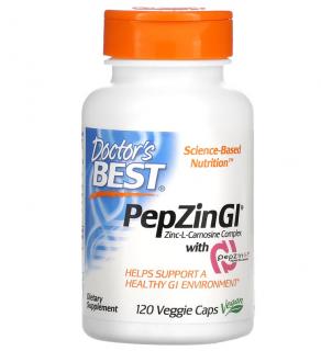 Doctors Best PepZin GI, Zinc-L-Carnosine Complex, 120 kapslí