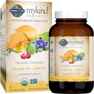 Garden of Life - Mykind Organics Vegan D3 Chewable, 2000 IU (Raspberry-Lemon) - 30 tablet