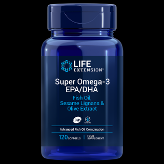 Life Extension Super Omega-3 EPA DHA with Sesame Lignans & Olive Extract EU, 120 softgel kapslí