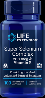 Life Extension Super Selenium Complex, 200 mcg & Vitamin E 100 rostlinných kapslí