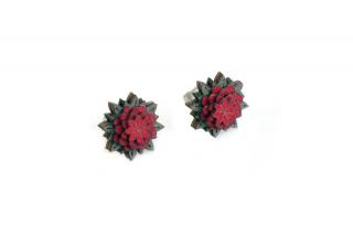 Dřevěné náušnice ve tvaru květiny | Red Flower Earrings