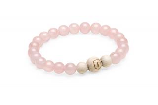 RŮŽOVÝ KORÁLKOVÝ NÁRAMEK SE DŘEVEM | ROSE BRACELET S = 16-17 cm