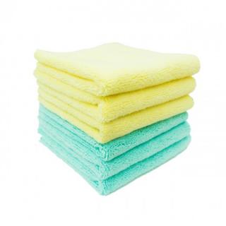 Purestar Two Face Buffing Towel Yellow/Mint Set - sada 6ks mikrovláknových utěrek 32x32 cm 