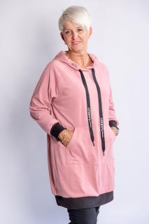 Dlouhá mikina CONNIE UNI - XL-3XL, Růžová