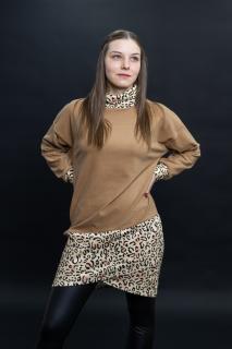 Šaty LEOPARD UNI - M-XL, Hnědá