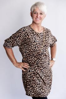 Šaty ZINA animal UNI - M-XL, Leopard tmavý