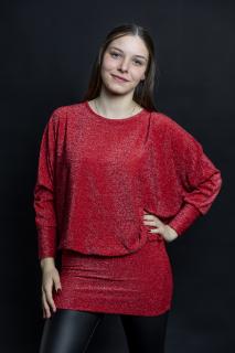 Třpytivé šaty/tunika SHINE UNI - M-XL, Červená