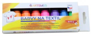 Sada barev na textil 8x12g neonové odstíny