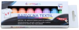 Sada barev na tmavý textil neonové odstíny 8x12g