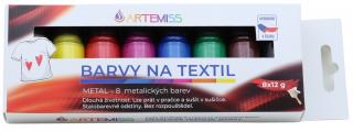 Sada metalických barev na textil 8x12g