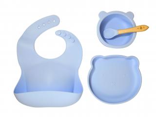 Moonbaby Dětská silikonová sada nádobí TEDDY baby blue 4 ks