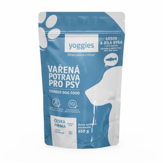 Yoggies Vařená potrava pro psy – losos a bílá ryba s chia semínky Velikost: 150g