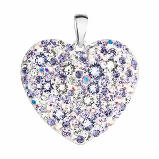 Stříbrný přívěsek SRDCE se Swarovski krystaly Barva: Violet