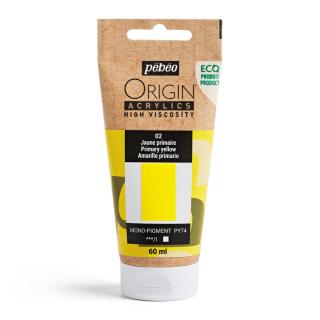 Akrylová barva Pébéo Origin Acrylics - 02 Primary Yellow Objem: 60 ml