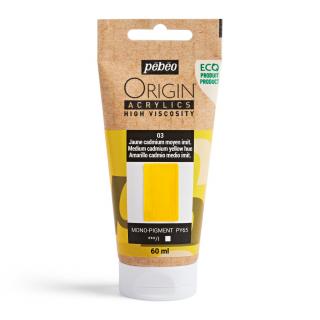 Akrylová barva Pébéo Origin Acrylics - 03 Medium Cadmium Yellow Hue Objem: 60 ml