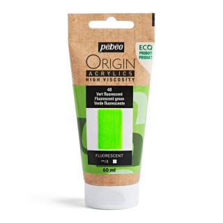 Akrylová barva Pébéo Origin Acrylics - 48 Fluorescent Green Objem: 60 ml