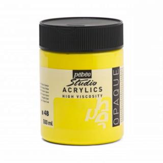 Akrylová barva Pébéo Studio Acrylics - 48 Opaque Primary Yellow Objem: 500 ml