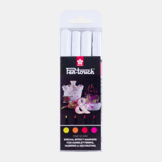 Sada 4 ks fluorescentních fixů Pen Touch Sakura 1,0 mm