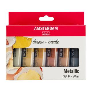 Sada akrylových barev Amsterdam Standard metalické odstíny 6x20ml