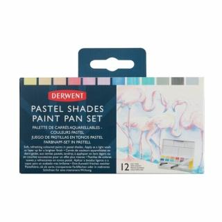 Sada akvarelových barev v pastelových odstínech Derwent Pastel Shades 12 ks