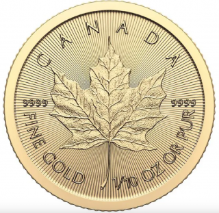 Royal Canadian Mint Maple Leaf Zlatá mince 1/10 oz