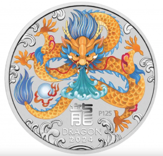 Year of the Dragon - Rok Draka (2024) 1 OZ - Investiční stříbrná kolorovaná mince