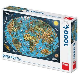 DINO KRESLENÁ MAPA SVĚTA 1000 Puzzle NOVÉ