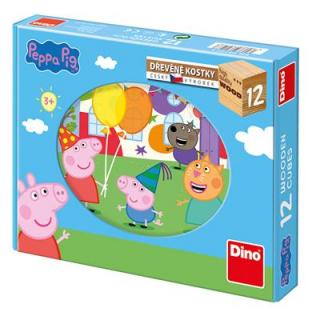 DINO PEPPA PIG 12 Dřevěné kostky