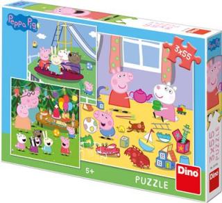 DINO PEPPA PIG NA PRÁZDNINÁCH 3x55 Puzzle NOVÉ