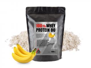 Protein 100% Whey 80 syrovátkový koncentrát VALKNUT 1000 g v prášku různé příchuti Příchuť: Banán, Obsah balení: 1000 g