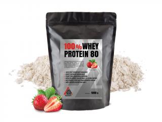 Protein 100% Whey 80 syrovátkový koncentrát VALKNUT 1000 g v prášku různé příchuti Příchuť: Jahoda, Obsah balení: 1000 g