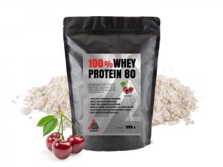 Protein 100% Whey 80 syrovátkový koncentrát VALKNUT 1000 g v prášku různé příchuti Příchuť: Višeň, Obsah balení: 1000 g