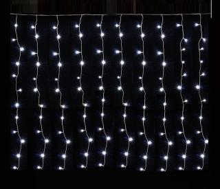 Vnitřní LED vánoční závěs - studená bílá, 8 programů, 1,2m, 144 LED