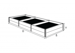 Dělené záhony - výška 30 cm, do délky 6 –10 m Délka: 620 cm, Šířka: 40 cm