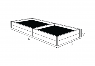 Dělené záhony - výška 30 cm, do délky  6 m Délka: 400 cm, Šířka: 140 cm