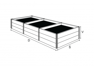 Dělené záhony - výška 45 cm, do délky 6 –10 m Délka: 840 cm, Šířka: 50 cm