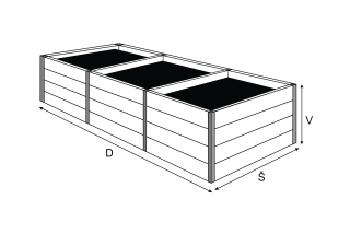 Dělené záhony - výška 60 cm, do délky 6 –10 m Délka: 840 cm, Šířka: 40 cm