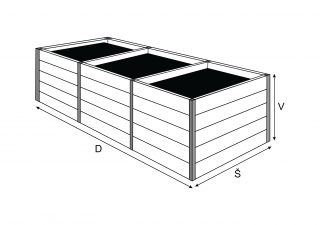 Dělené záhony - výška 75 cm, do délky 6 –10 m Délka: 740 cm, Šířka: 110 cm