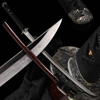 katana Silver Waves Japanese Sword - T-10 Carbon Steel, Real Choji Hamon, Yokote