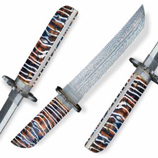 nůž TANTO Dellinger FEZÁ Braun Randy Feather Damascus Nr.11