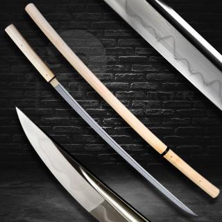 Shirasaya Nagaidesu Japanese Sword - T-10 Folded Steel, Real Choji Hamon, Yokote