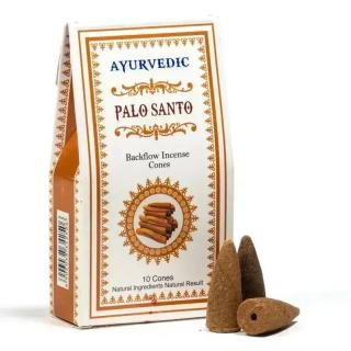 Ayurvedic Palo Santo | Vonné kužely Tekoucí dým 10ks (Ayurvedic jsou originální vonné kužely s efektem tekoucího dýmu dovážené přímo z Indie. Jejich krásná výrazná vůně Palo Santo naplní váš domov atmosférou klidu a pohody. Doba hoření jednoho kuželu je c