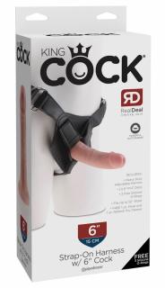 Realistické dildo King Cock 6" s postrojem ♀