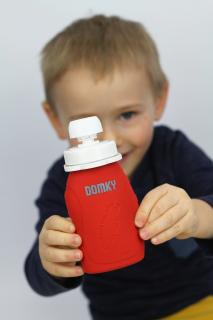 DOMKY Plnitelná silikonová kapsička na jídlo červená 180 ml