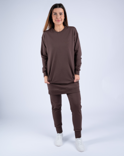 Moniel kojící tepláková souprava s dlouhou mikinou vel. L a XL Basic Chocolate